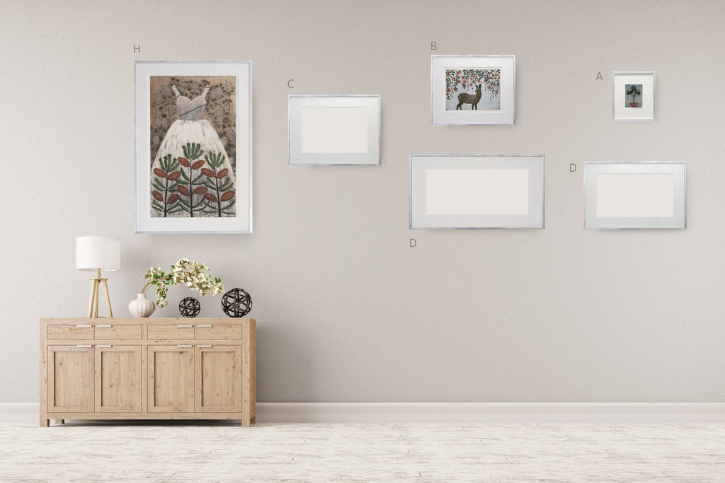 49x44 kulmikas antiikinhopea passepartout  (514-705)
